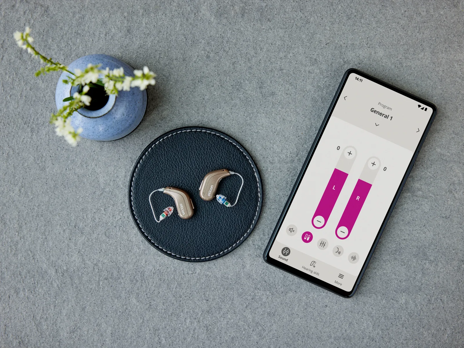 Oticon Intent hearing aids with companion smartphone app